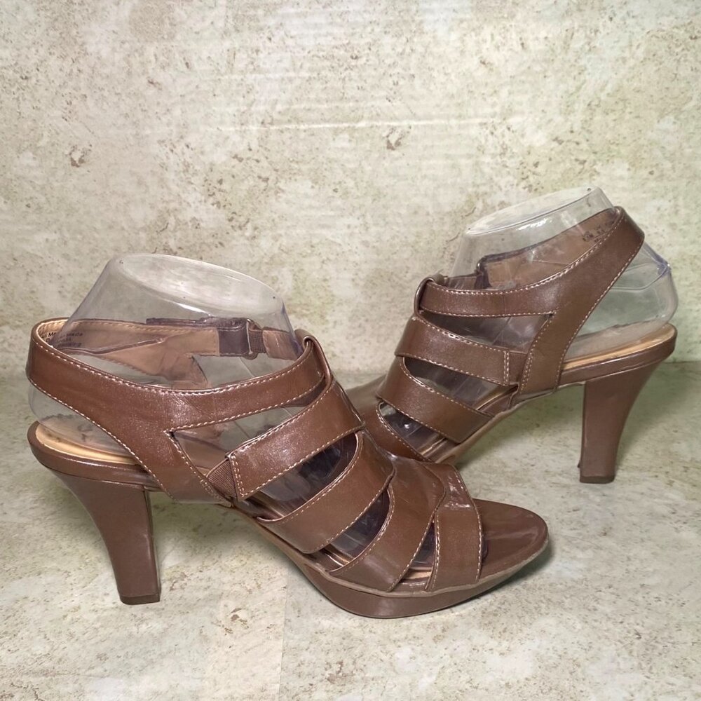Naturalizer Brown Strappy Open-Toe Heeled‎ Sandals Size 8.5 CottageCore Casual - Picture 5 of 11